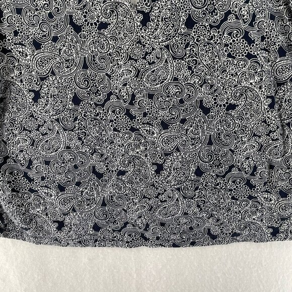 Rafaella Blouse Womens 1X Black White Paisley V Neck Cap Sleeve Knit Pullover - Picture 7 of 11